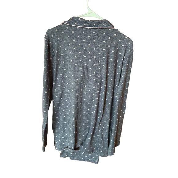 Laura Ashley Gray Polka Dots Sleepwear Heart Embroidered Size L - Picture 3 of 5